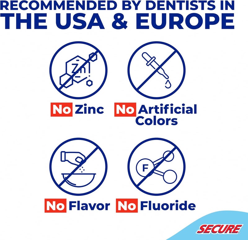 secure Waterproof Denture Adhesive - Zinc Free - Extra Strong Hold For Upper, Lower or Partials - 1.4 oz (Pack of 5) - Image 3